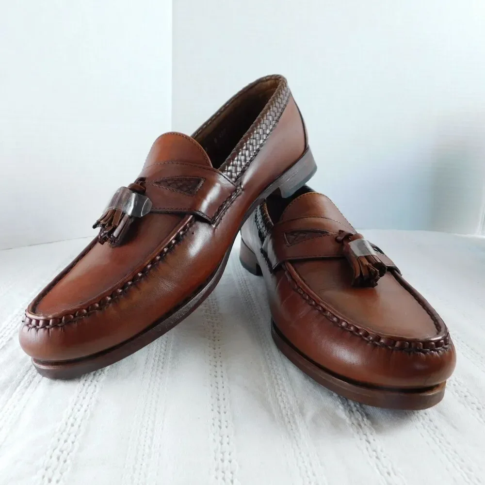 Allen Edmonds Maxfield Brown Leather Tassel Loafers 13B Slip-On Shoes New w/ Box